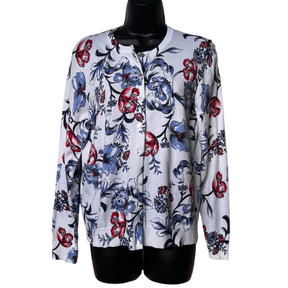 Karen Scott Petites Floral cardigan Sweater size XLP
